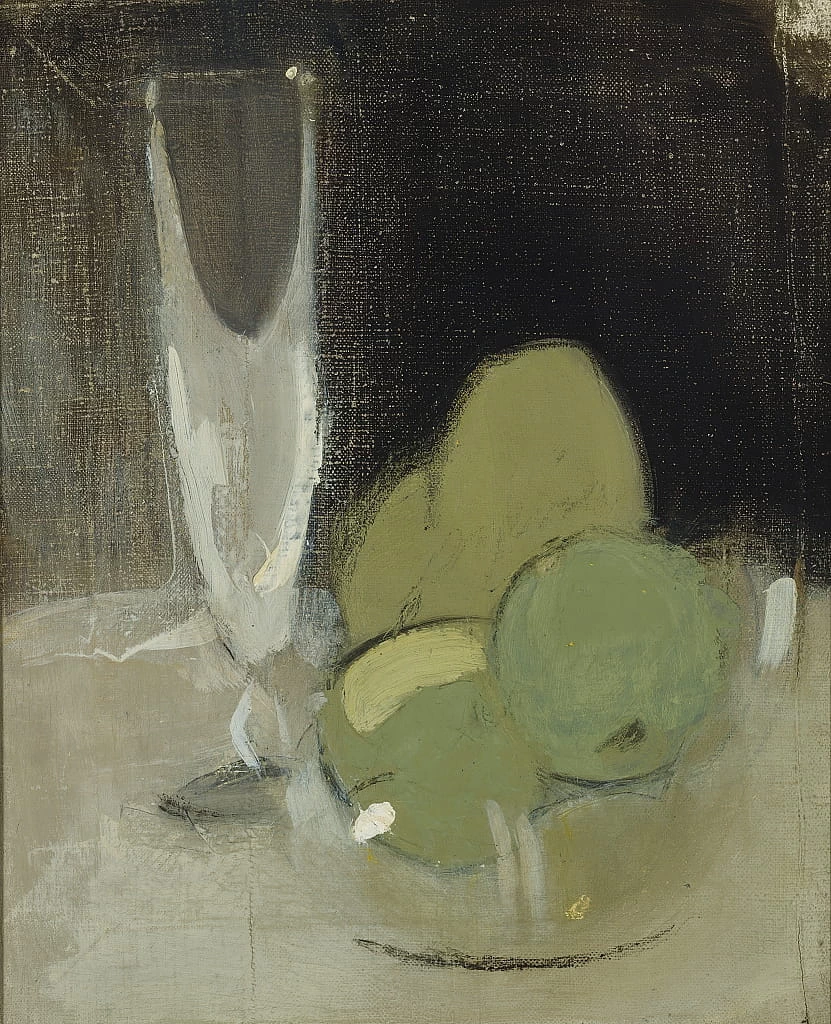 Mele verdi e bicchiere di champagne
